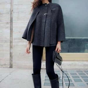 ZARA knit cape poncho size L cardigan gray